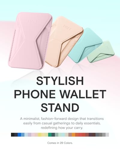 MOFT Magnetic Wallet Stand Compatible with iPhone 17/16/15/14/13/12 Series, Angle Adjustment & Magsafe Compatible MOVAS Phone Stand,Light Pink - color: Light Pink, size: Standard