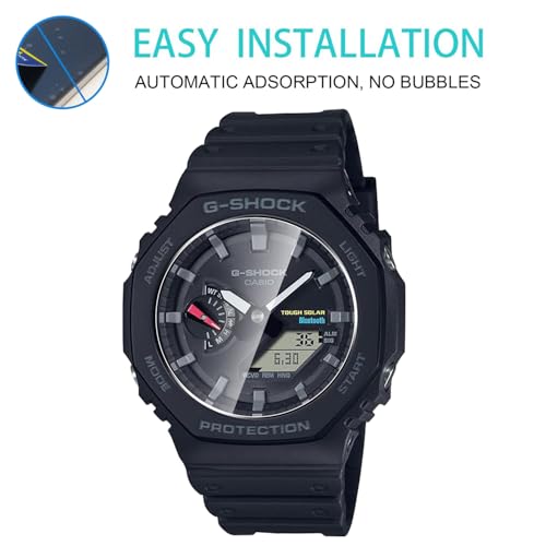 5 Pack Tempered Glass for Casio G-shock GA-B2100/G-shock GA-2100 Screen Protector,9H Hardness,Ultra Resistant,Anti-Fingerprints,No Bubbles,HD-Clear,Full Coverage Watch Film - color: Casio G-shock GA-B2100/G-shock GA-2100-1