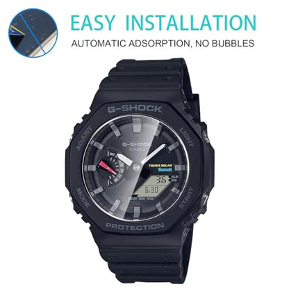 5 Pack Tempered Glass for Casio G-shock GA-B2100/G-shock GA-2100 Screen Protector,9H Hardness,Ultra Resistant,Anti-Fingerprints,No Bubbles,HD-Clear,Full Coverage Watch Film - color: Casio G-shock GA-B2100/G-shock GA-2100-1