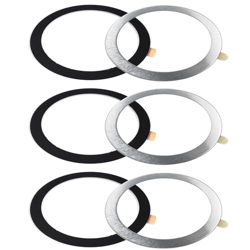 TENOC Universal Metal Ring Sticker, 6Pcs, Bkack+Silver | Compatible with iPhone/Samsung/Android Cellphones, Magnetic Phone Charger/Mount/Holder Conversion - color: Black&Silver