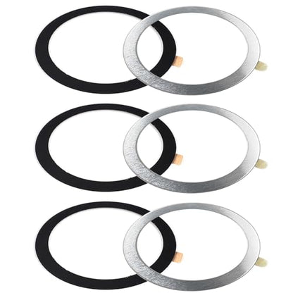 TENOC Universal Metal Ring Sticker, 6Pcs, Bkack+Silver | Compatible with iPhone/Samsung/Android Cellphones, Magnetic Phone Charger/Mount/Holder Conversion - color: Black&Silver