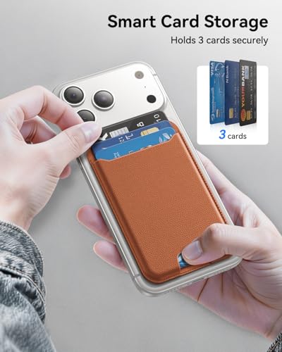 TWZKG for MagSafe Wallet, 3 Cards Holder, Slim Magnetic Phone Wallet for iPhone 17/16/15/14/13/12 Pro Max Plus Air Series,RFID Blocking Vegan Leather,Brown - color: Brown