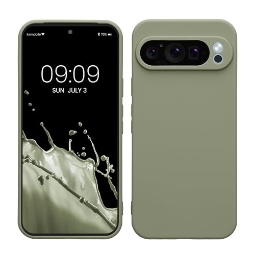 kwmobile Case Compatible with Google Pixel 9 Pro XL Case - Protective Slim TPU Phone Cover - Soft Matte Finish - Gray Green - color: gray green