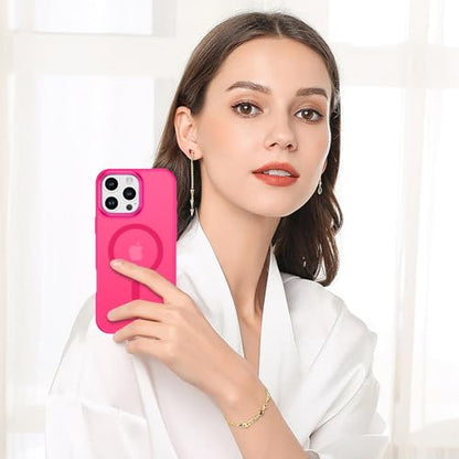 BENTOBEN Magnetic for iPhone 16 Pro Max Case,(Compatible with MagSafe) (Military Grade Drop Protection) Slim Translucent Matte Shockproof with Anti-Fingerprint Phone Case 6.9",Hot Pink - color: Hot Pink