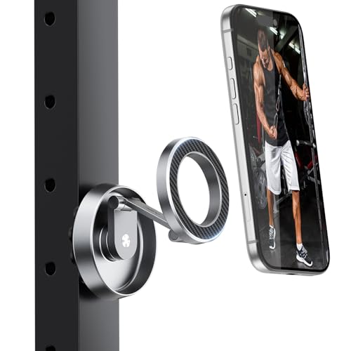 A2C Gym Magnetic Phone Holder, Aluminum Alloy Phone Mount with Suction Cup - color: Silver