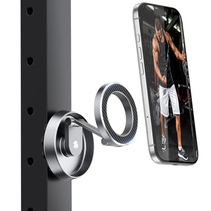 A2C Gym Magnetic Phone Holder, Aluminum Alloy Phone Mount with Suction Cup - color: Silver