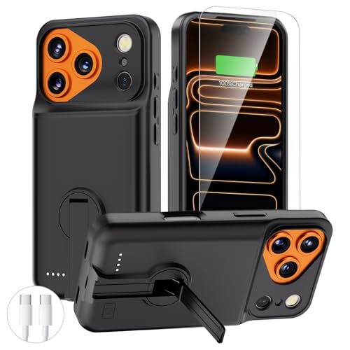 BOPPS 2025 New Battery Case for iPhone 17 Pro Max with Stand,Ultra Slim 8500mAh Portable Rechargeable Strong Protective Extended Charger Cover for iPhone 17 Pro Max Charging Case-6.9inch Black - size: iPhone 17 Pro Max