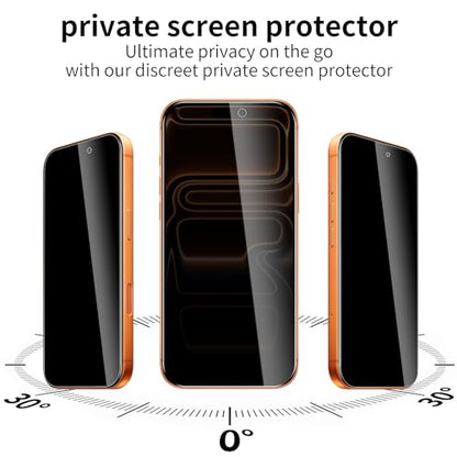 2 Pack Privacy Screen Protector for iPhone 17 Pro Max with 2 Pack Camera Lens Protector, 9H Hardness Double Shatterproof Anti-Spy Tempered Glass Film, Easy Installation - size: iPhone 17 Pro Max