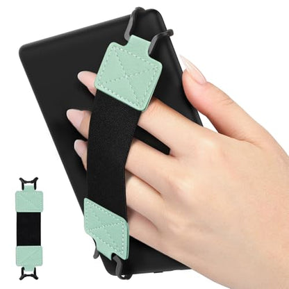 MoKo Security Hand-Strap for 6-8" Kindle eReaders Fire Tablets,Agave Green - color: B-lychee-pattern Tequila Green, style: Black Strap