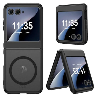 GUAGUA for Motorola Razr 2024 Case/Razr 2025 Case, Magnetic Cases Translucent Matte Back [Compatible with Magsafe] Slim Protective Shockproof Phone Case for Moto Razr 2024/2025 6.9'', Black - color: Black