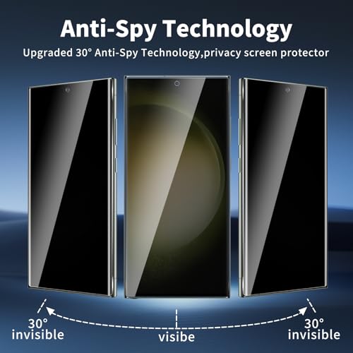 2 Pack For Samsung Galaxy S23 Ultra Privacy Screen Protector, 9H Hardness Anti-Spy Tempered Glass, Scratch-Resistant ，Anti-fingerprint，bubble free, easy install