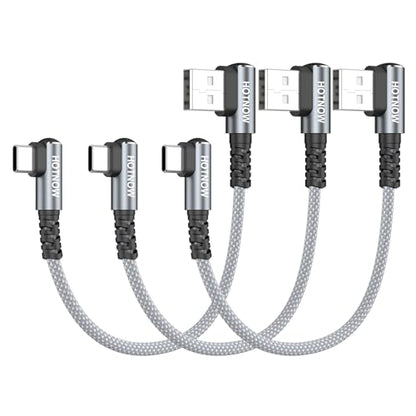 Short Right Angle USB C Cable 0.5FT 3Pack, USB to USB C Cable 90 Degree - color: Grey+White, size: 0.5FT