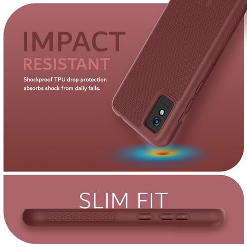 TUDIA LinnGrip Compatible with BLU Studio Mini (2023) Phone Case, [Enhanced Grip] Ultra Slim Fit Shockproof Matte TPU Soft Protective Phone Case Cover (Burgundy) - color: Burgundy
