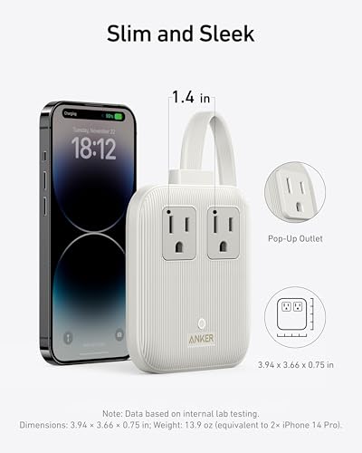 Anker Travel Power Strip, Anker Nano 67W Max 6-in-1 USB C Charger, 2 USB C - color: Shell White