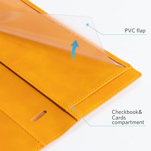 CoBak Checkbook Cover for Women & Men - PU Leather Case with RFID Blocking | Classic Design Check Book Holder for Personal and Business - color: Bourbon