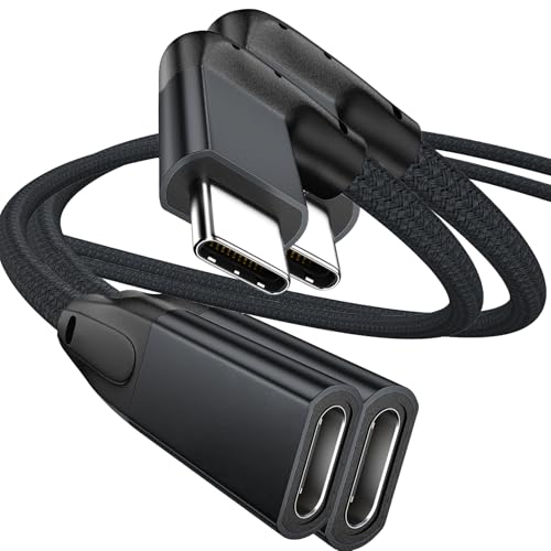 Right Angle USB C Extension Cable 3.3FT 2Pack, USB-C Male to Female Cable - color: BLACK, size: 3.3FT(2PACK)