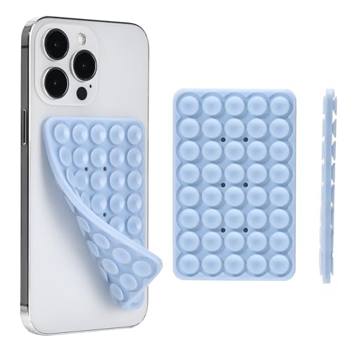 Silicone Suction Phone Case Adhesive Mount, Hands-Free Strong Grip Holder for Selfies, Silicon Adhesive Stand Sticky for Cell Phone - Light Blue - color: Light Blue