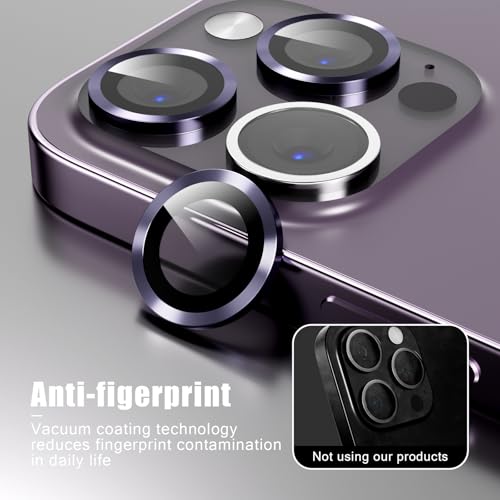 Camera Lens Protector Compatible with iPhone 13 Pro/iPhone 13 Pro Max,Scratch Resistant,HD Clear Tempered Glass Camera Lens Protection Cover,Case Friendly Easy to Install - Dark Purple - color: Dark Purple, size: iPhone 13 Pro/iPhone 13 Pro Max