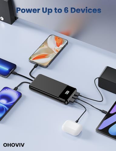 Upgarded 2026 50000mAh Power Bank, PD22.5W Portable Charger with 4 Cables