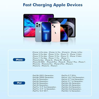 [Apple MFi Certified] 2Pack iPhone 14 Charger Fast Charging,20W USB C Block - size: 2Pack 3.3FT