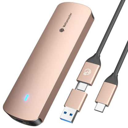 Yottamaster M.2 NVMe SATA SSD Enclosure, USB 3.2 Gen 2 10Gbps Adapter - color: Gold, size: 2-in-1 Cable
