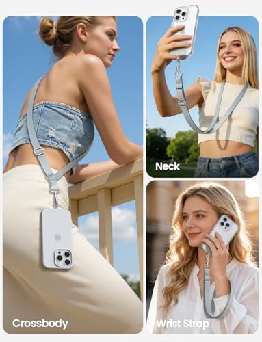 Lamicall Wide Phone Lanyard Crossbody, Phone Strap Crossbody 2 Pack - color: Grey