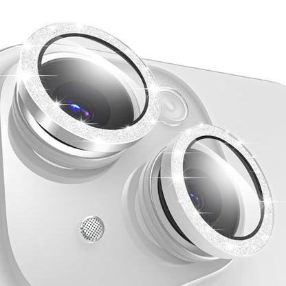 TENOC Camera Lens Protector for iPhone 14 & 14 Plus, Silver Glitter - size: iPhone 14/14 Plus
