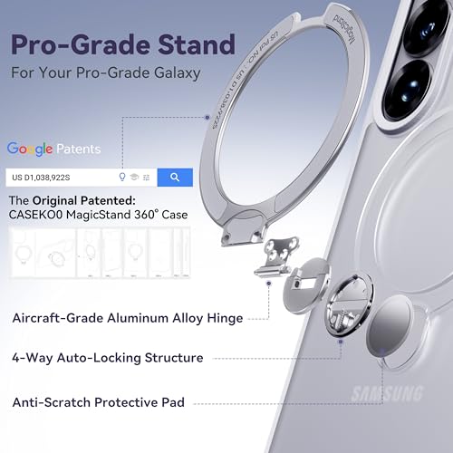 CASEKOO White for 26U Case with 360 Spin Magnetic Stand, Fit for MagSafe | 360 Spin Magnetic Stand, Fit for MagSafe, 18FT MIL-STD Protection, Invisible Ring Holder Phone Case - color: Matte White