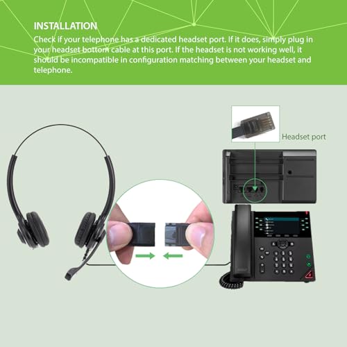 IPD IPH-215 Office Phone Headset Binaural Wired QD to RJ9 - color: 215-DG-FOAM