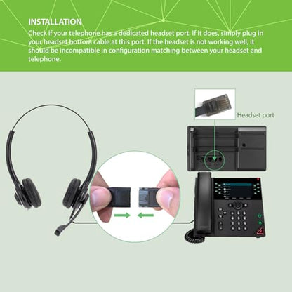 IPD IPH-215 Office Phone Headset Binaural Wired QD to RJ9 - color: 215-DG-FOAM