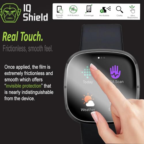 IQShield 6 Pack Screen Protector for Fitbit Versa 2 Easy Install Anti-Scratch Ultra Thin Smudge Resistant Anti-Bubble Clear TPU Film - size: 1.4 INCH