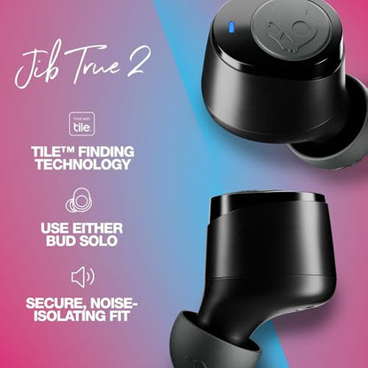 Skullcandy Jib True 2 Wireless Earbuds,Bluetooth Headphones,Up to 33 Hours Battery with Charging Case,Noise Isolating Fit,Sweat and Water Resistant,Microphone for iPhone Android-True Black,(Pack of 2) - color: True Black, size: Jib True 2 (Pack of 2)