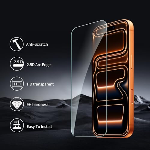 2+2 Pack compatible with iPhone 17 Pro Screen Protector Tempered Glass with Camera Lens Protector, Protection Film with Easy Installation Frame, 9H Hardness, Scratch Resistant, Case Friendly - size: iP17 Pro transparent