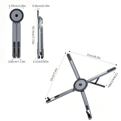 Foldable Laptop Stand with Magnetic Phone Holder, Gray