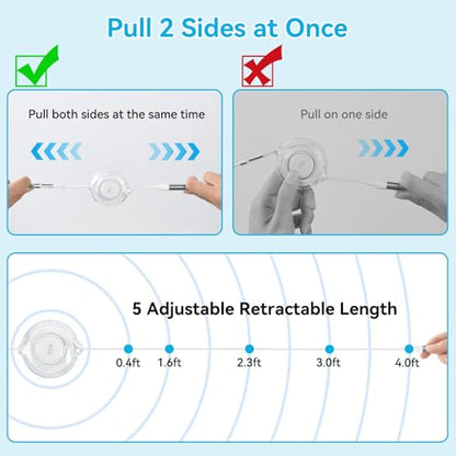 aceyoon Multi Charging Cable, Multi Charger 3 in 2 Multiple Ends Universal Charging Cord, 100W Retractable USB C Lighting Cable for iPhone 16 15 14 13