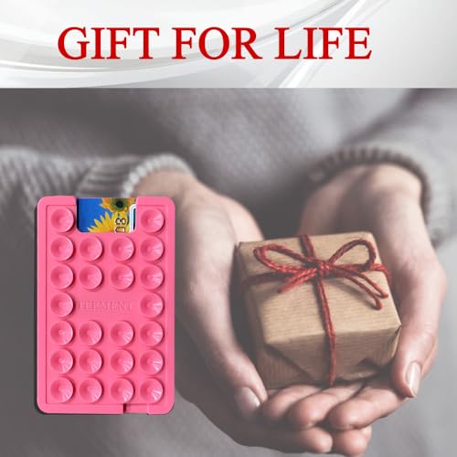 Suction Card Holder Mount & Case, Silicon Adhesive Phone Accessory for iPhone & Android, Hands-Free Mirror Shower Holder, TikTok Videos & Selfies (Pink)