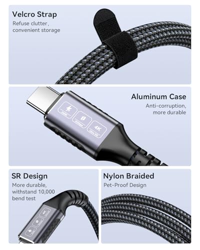 USB C to USB C Cable 20Ft, 240W Fast Charging, 20Gbps Data, 4K 60Hz Video - color: 240W 20FT USB C to USB C Cable (Black)