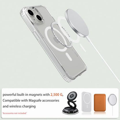 Magnetic iPhone 15 case,Compatible with Magsafe, Military-Grade Protection,Slim Translucent Matte Shockproof with Anti-Scratch Anti-Fingerprint Phone Cover (Transparent, iPhone 15) - color: Transparent, size: iPhone 15