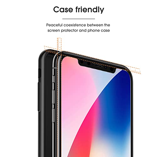OMOTON [4-Pack] Screen Protector for iPhone Xs & iPhone X, 5.8 inch - Tempered Glass/Guide Frame/Easy Installation - size: iPhone X/XS
