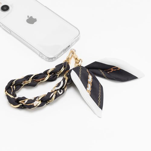 ZOOEASS Phone Wrist Lanyard Gold Metal Scarf Phone Charm Strap with Tether Tab Women Phone Chain Accessories for Handbags - color: Style 2