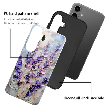 Case for Samsung Galaxy S26 Plus,Camera Protection Soft Glossy Phone Case - Lavender Flower Purple Stained Glass - color: Lavender Flower Purple Stained Glass, size: Samsung Galaxy S26 Plus
