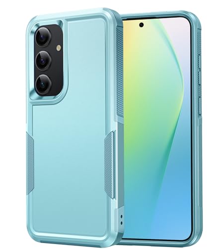 FNTCASE for Galaxy S24 Dual Layer Rugged Case, Matte Textured Blue | Military Grade Drop Proof, Hybrid Hard Case, Shockproof Protection, 6.2 inch - color: Matte Teal, size: For Galaxy S24