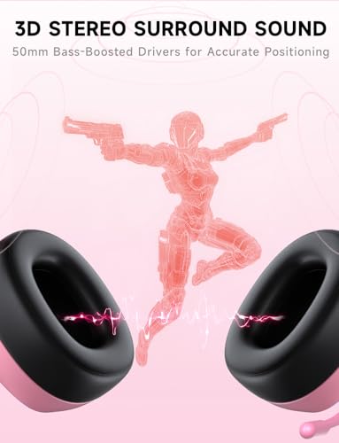 Gvyugke 2.4GHz Wireless Gaming Headsets for PS5, PS4, PC, Switch, BlushPink - color: Blush Pink