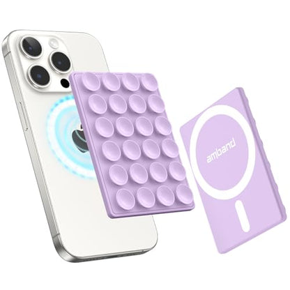 amBand ASMR Stuff Silicone Suction Phone Mount, Stable Hands-Free Sticky Holder for iPhone, Cute Aesthetic Gear for TikTok Influencers & ASMR Content Creator, Lilac Purple - color: Lilac Purple