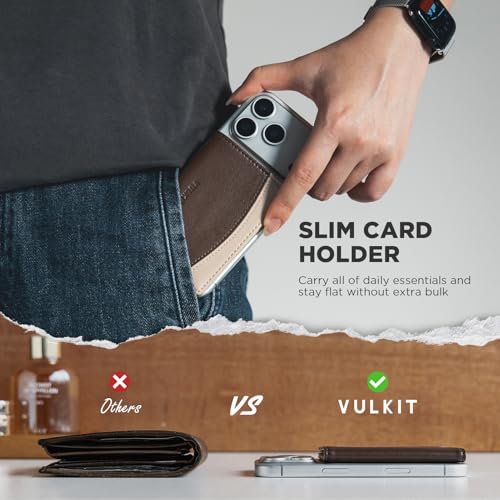 VULKIT Phone Card Holder Stick on Adhesive Credit Card Holder RFID Blocking Sticky Phone Wallet Compatible with iphone Leather Card Case for Women - color: Coffee-Brown