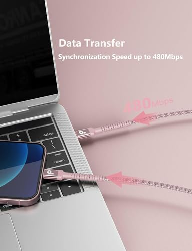 USB C to Lightning Cable 10FT, 2Pack iPhone Charger Fast Charging-Pink - color: Pink, size: 10FT, style: USB C to Lightning
