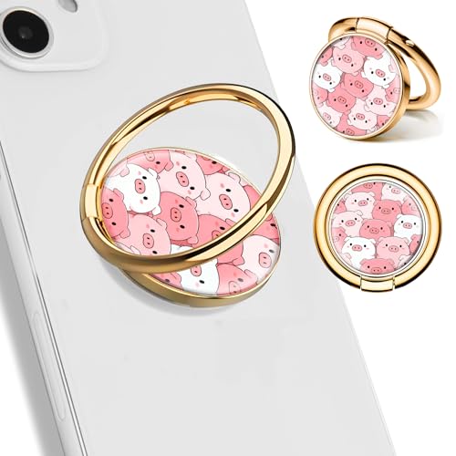 Cell Phone Ring Holder, Cute Phone Ring Grip Stand, 360°Rotation Funny Metal Kickstand Finger Grip Cute Pink Pigs - color: Cute Pink Pigs