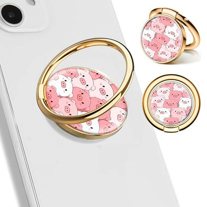Cell Phone Ring Holder, Cute Phone Ring Grip Stand, 360°Rotation Funny Metal Kickstand Finger Grip Cute Pink Pigs - color: Cute Pink Pigs