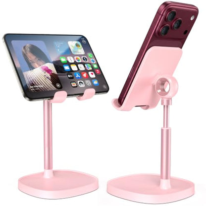 LISEN Desk Phone Stand Holder, iPhone Stand Pink Gifts for Women Girls - color: A- Pink