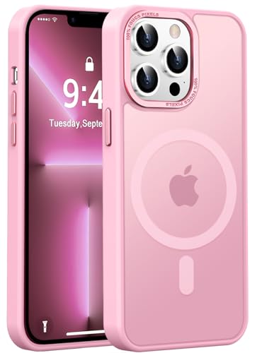 Newfuture Magnetic for iPhone 13 Pro Max Case Matte Shockproof, Chalk Pink | Military Drop Protection, Slim Matte Anti-Fingerprint, Compatible with Magsafe, Camera Guard, Translucent Protective Cover - color: Chalk Pink, size: iPhone 13 Pro Max 6.7 inch